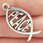 Peace Charm Fish Symbol in Silver Pewter