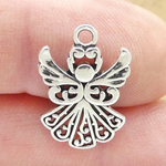 Filigree Angel Charm in Silver Pewter Small