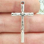 Papal Crucifix Cross Charm in Silver Pewter