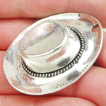 Cowboy Hat Pendant in Silver Pewter Large