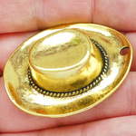 Cowboy Hat Pendant in Gold Pewter Large