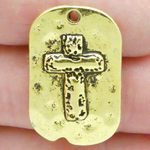 Dog Tag Cross Pendant Wholesale in Antique Gold Pewter