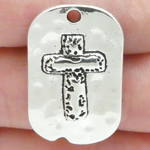 Dog Tag Cross Pendant Wholesale in Antique Silver Pewter