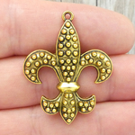 Fleur de Lis Charms for Jewelry Making in Gold Pewter