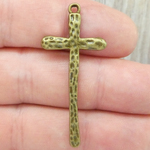 Hammered Cross Pendant in Bronze Pewter