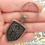 Archangel St Michael Keychain Copper Pewter