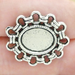 Oval Photo Charms Wholesale Bracelet Connector in Antique Silver Pewter