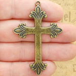 Bronze Cross Pendant Wholesale Large in Pewter