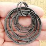 Hammered Circle Pendant Necklace in Gunmetal Pewter