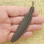 Copper Feather Pendant Bulk in Pewter Extra Large