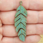 Gold Feather Pendant Bulk in Pewter with Patina