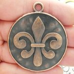 Hammered Fleur De Lis Pendants Wholesale in Copper Pewter
