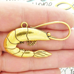 Shrimp Pendants Wholesale in Gold Pewter Large