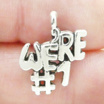 Number 1 Charms Wholesale in Antique Silver Pewter