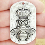 Mardi Gras Queen Bee Pendant in Silver Pewter