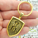 Archangel St Michael Keychain Gold Pewter