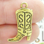 Cowboy Boot Charms in Bulk Antique Gold Pewter