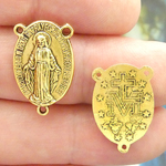Miraculous Medal Rosary Centerpiece Wholesale in Gold Pewter