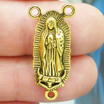 Our Lady of Guadalupe Rosary Centerpiece in Antique Gold Pewter