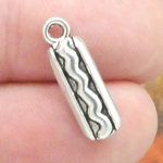 Hot Dog Charms Bulk Silver Pewter