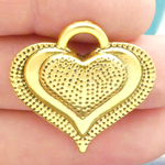 Heart Pendants Wholesale with Dimpled Pattern in Gold Pewter