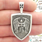 Archangel St Michael Pendant Antique Silver Pewter