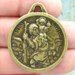 St Christopher Medal Bulk in Bronze Pewter