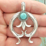 Silver Southwest Pendant with Turquoise in Antique Pewter