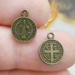 Tiny St Benedict Medallion for Sale in Antique Bronze Pewter