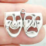 Comedy Tragedy Drama Mask Charms Wholesale in Silver Pewter
