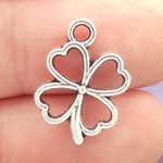 Shamrock Charms Wholesale in Silver Pewter 
