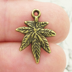 Marijuana Leaf Charms Wholesale in Antique Bronze Pewter