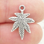 Pot Leaf Charm Bulk in Antique Silver Pewter