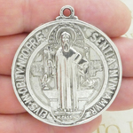 Silver St Benedict Medal Pendant in Pewter Large