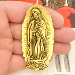 Our Lady of Guadalupe Pendants in Antique Gold Pewter Large