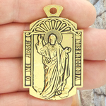 Sacred Heart of Jesus Medal with Our Lady of Mt Carmel in Gold Pewter