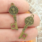 St Benedict Key Medals in Bronze Pewter Small
