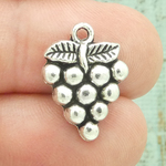 Grape Cluster Charms Wholesale in Silver Pewter
