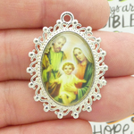 Holy Family Pendants Wholesale in Silver Pewter