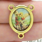 St Michael Archangel Rosary Center in Gold Pewter 