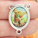 St Michael Archangel Rosary Center in Silver Pewter 