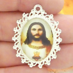 Sacred Heart of Jesus Pendants Wholesale in Silver Pewter 