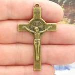 St Benedict Medal Crucifix Wholesale in Bronze Pewter 