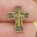 Small Cross Charms Wholesale in Copper and Gold Pewter