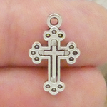 Orthodox Cross Charms Wholesale in Silver Pewter Small