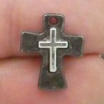 Two Tone Cross Charms Bulk in Gunmetal and Silver Pewter