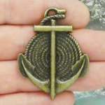 Anchor Charms Wholesale with Rope in Bronze Pewter