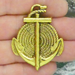 Anchor Charms Bulk with Rope in Gold Pewter