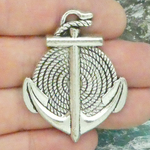 Anchor Charms for Jewelry Making with Rope in Silver Pewter