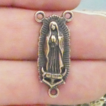 Our Lady of Guadalupe Rosary Centerpiece in Antique Copper Pewter